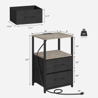 Tutotak End Table With Charging Station Side Table With 2 Usb Ports And Outlets Nightstand With Cloth Drawer Set Of 2 Couch