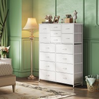 Wlive Tall White Dresser For Bedroom Furniture Fabric Dressers Storage Tower With 15 Deep Drawers Dresser For Closet Hallway