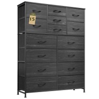 Wlive Tall Dresser For Bedroom Furniture Fabric Dressers Storage Tower With 15 Deep Drawers Chest Of Drawers Organizer Unit D