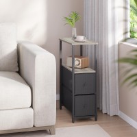 Tutotak Small Narrow End Table Set Of 2 Side Table Nightstand With 2 Cloth Drawers Couch Table For Living Room Bedroom Be