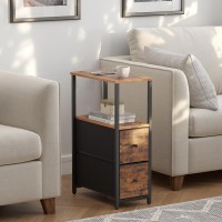 Tutotak Small Narrow End Table Set Of 2 Side Table Nightstand With 2 Cloth Drawers Couch Table For Living Room Bedroom Be