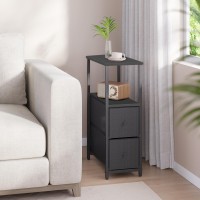 Tutotak Small Narrow End Table Set Of 2 Side Table Nightstand With 2 Cloth Drawers Couch Table For Living Room Bedroom Be