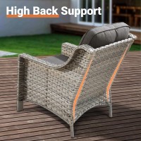 Ovios 6 Piece Outdoor Patio Furniture With 3 Seat Sofa Rattan Wicker Coversation Set With High Back Sectional Single Sofa With O