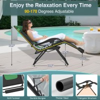 Slendor Oversized Padded Zero Gravity Chair 29Inch Xl Reclining Camping Lounge Chair With Large Cup Holder Footrest Reclinin