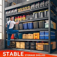 Reibii 60 W Garage Shelving 3000Lbs Heavy Duty Storage Shelves Adjustable 5 Tier Metal Shelving Unit For Storage Rack Garage S