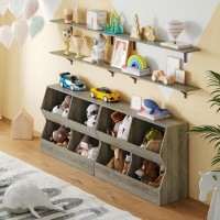 Dinzi Lvj Kids Bookshelf Toy Storage Organizer Wooden Toy Storage Cabinet 4 Cubby Children Bookcase Toddler Book Toy Shelf F