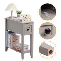 Lusuowlz Gery 2 Pack Chairside Narrow End Table With Drawer Solid Recliner Side Table With Storage Shelf Slim Nightstand Bedsi