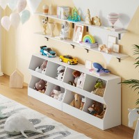 Dinzi Lvj Kids Bookshelf Toy Storage Organizer Wooden Toy Storage Cabinet 4 Cubby Children Bookcase Toddler Book Toy Shelf F