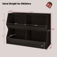 Dinzi Lvj Kids Bookshelf Toy Storage Organizer Wooden Toy Storage Cabinet 4 Cubby Children Bookcase Toddler Book Toy Shelf F