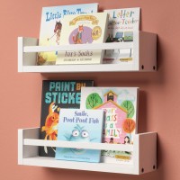 Boswillon Nursery Book Shelves 15 Inches Floating Kids Bookshelves For Wall Set Of 2 Baby Room Wall Decor Wall Mounted Wood S