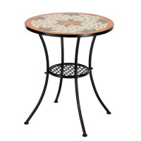 Vingli Garden Patio Mosaic Table Outdoor Bistro Black Iron Frame 236 Round End Table Accent Table