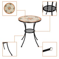 Vingli Garden Patio Mosaic Table Outdoor Bistro Black Iron Frame 236 Round End Table Accent Table