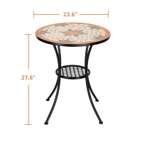 Vingli Garden Patio Mosaic Table Outdoor Bistro Black Iron Frame 236 Round End Table Accent Table