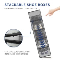 Zzczz Xlarge Shoe Storage Boxes 12 Pack Shoe Organizer For Closet Clear Plastic Substitute Shoe Rack Foldable Durable Fit Fo