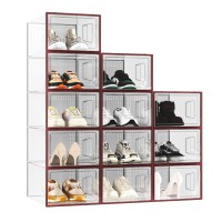 Zzczz Xlarge Shoe Storage Boxes 12 Pack Shoe Organizer For Closet Clear Plastic Substitute Shoe Rack Foldable Durable Fit Fo