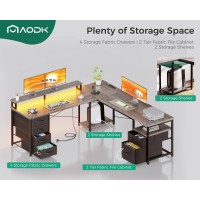 Aodk 66 L Shaped Computer Desk 113 Reversible Home Office Desk With File Cabinet 4 Fabric Drawers Two Person Desk With L