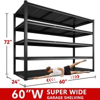 Reibii 60 W Garage Shelving 3000Lbs Heavy Duty Storage Shelves Adjustable 5 Tier Metal Shelves For Storage Rack Industrial Sh