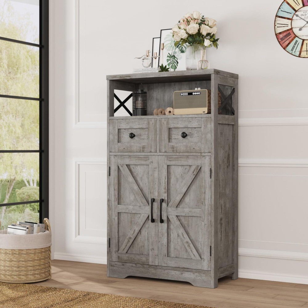 Befrases Rustic Farmhouse Storage Cabinet With Drawers And Shelves Freestanding Kitchen Pantry Storage Cabinet Floor Storage C