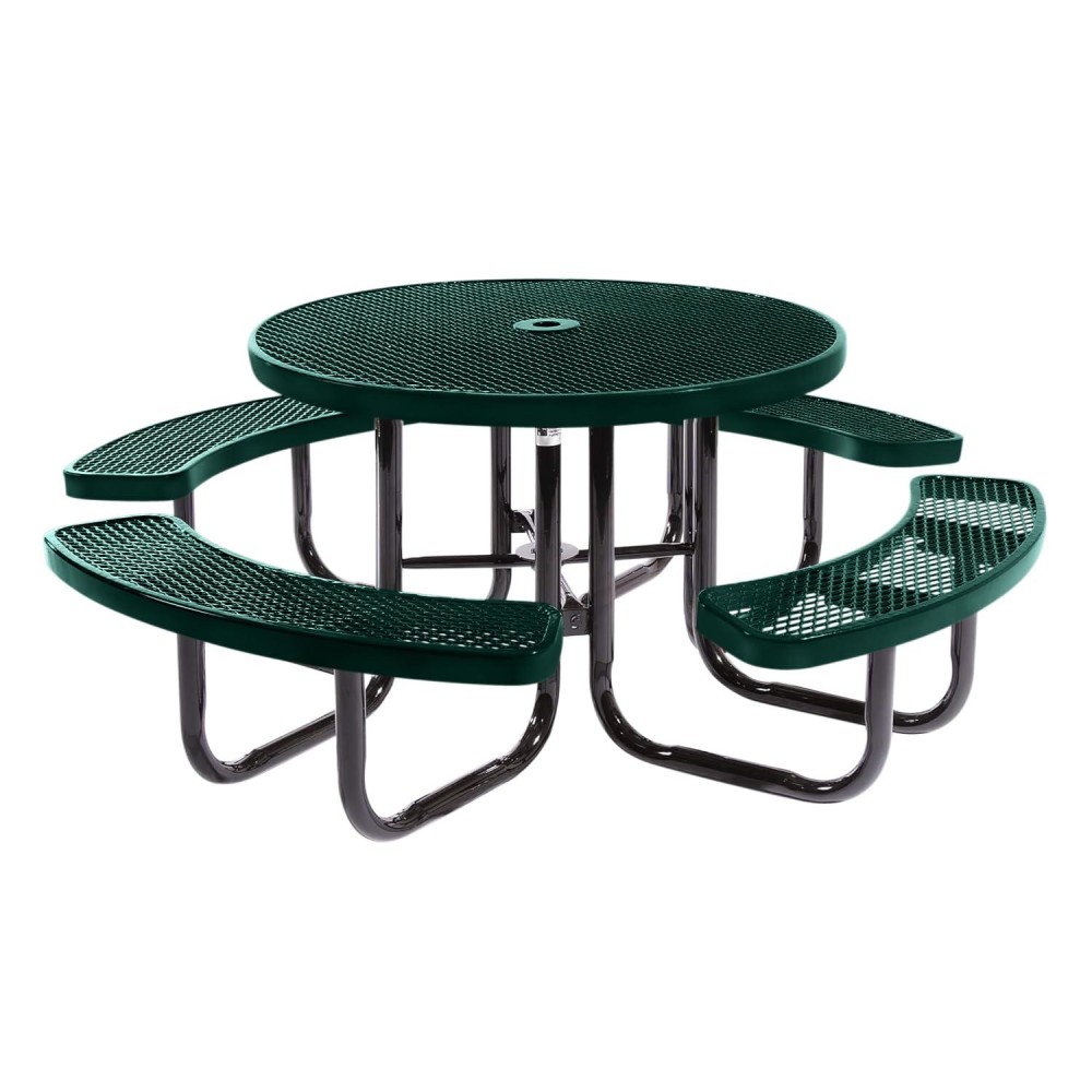 Coated Outdoor Furniture Heavyduty Portable Outdoor Picnic Table With Umbrella Hole Expanded Metal Commercialgrade Patio Dini