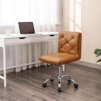 Vecelo Pu Leather Midback Armless Desk Chair Adjustable Height 360 Rolling Swivel For Home Office Work