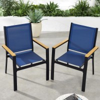 Best Choice Products Set Of 2 Stackable Outdoor Textilene Chairs Allweather Conversation Dining Accent Furniture Warmrests