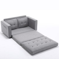 Laohomee Sofa, Convertible Futon Sleeper Sofabed,Space Saving Loveseat,Pull Out Couch Bed For Living Room,Velvet Linen Fabric, Light Gray