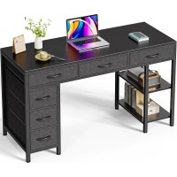 Huuger Computer Desk With 6 Drawers 47 Inch Office Desk With Shelves Reversible Gaming Desk Corner Desk With Storage Work De