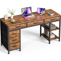 Huuger Computer Desk With 6 Drawers 54 Inch Office Desk With Shelves Reversible Gaming Desk Corner Desk With Storage Work De