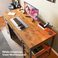 Huuger Computer Desk With 6 Drawers 47 Inch Office Desk With Shelves Reversible Gaming Desk Corner Desk With Storage Work De