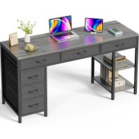 Huuger Computer Desk With 6 Drawers 47 Inch Office Desk With Shelves Reversible Gaming Desk Corner Desk With Storage Work De