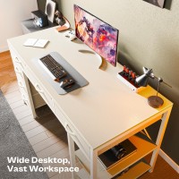 Huuger Computer Desk With 6 Drawers 47 Inch Office Desk With Shelves Reversible Gaming Desk Corner Desk With Storage Work De