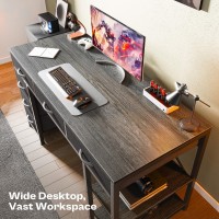 Huuger Computer Desk With 6 Drawers 47 Inch Office Desk With Shelves Reversible Gaming Desk Corner Desk With Storage Work De