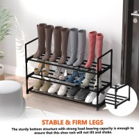 Hsscblet 3 Tiers Metal Shoe Rack Adjustable Shoe Shelf Storage Organizer Stackable Boot Shoe Storage For Entryway Hallway Clos