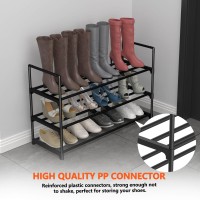 Hsscblet 3 Tiers Metal Shoe Rack Adjustable Shoe Shelf Storage Organizer Stackable Boot Shoe Storage For Entryway Hallway Clos