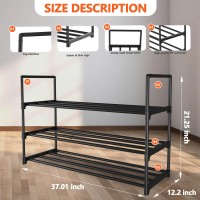 Hsscblet 3 Tiers Metal Shoe Rack Adjustable Shoe Shelf Storage Organizer Stackable Boot Shoe Storage For Entryway Hallway Clos