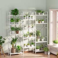 Superjare Triple 5 Tier Bookshelf Bookcase With 14 Open Display Shelves Wide Book Shelf Book Case For Home Office White