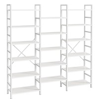 Superjare Triple 6 Tier Bookshelf Bookcase With 17 Open Display Shelves Wide Book Shelf Book Case For Home Office White