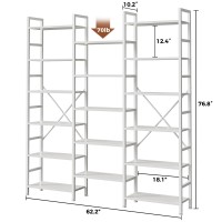 Superjare Triple 6 Tier Bookshelf Bookcase With 17 Open Display Shelves Wide Book Shelf Book Case For Home Office White