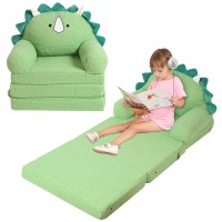 Momcaywex Foldable Kids Sofa Triceratops Toddler Couch With Tri Folding Foam Cushions Comfy Kids Couch For Age 36