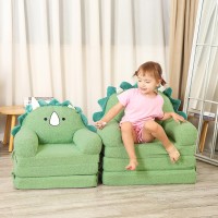 Momcaywex Foldable Kids Sofa Triceratops Toddler Couch With Tri Folding Foam Cushions Comfy Kids Couch For Age 36