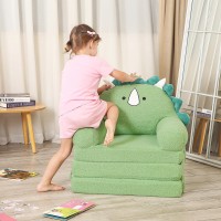 Momcaywex Foldable Kids Sofa Triceratops Toddler Couch With Tri Folding Foam Cushions Comfy Kids Couch For Age 36