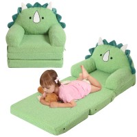 Momcaywex Foldable Kids Sofa Triceratops Toddler Couch With Tri Folding Foam Cushions Comfy Kids Couch For Kids Age 18 Months