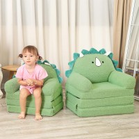 Momcaywex Foldable Kids Sofa Triceratops Toddler Couch With Tri Folding Foam Cushions Comfy Kids Couch For Kids Age 18 Months