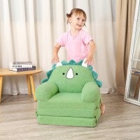 Momcaywex Foldable Kids Sofa Triceratops Toddler Couch With Tri Folding Foam Cushions Comfy Kids Couch For Kids Age 18 Months