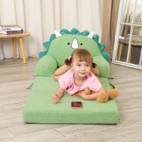 Momcaywex Foldable Kids Sofa Triceratops Toddler Couch With Tri Folding Foam Cushions Comfy Kids Couch For Kids Age 18 Months