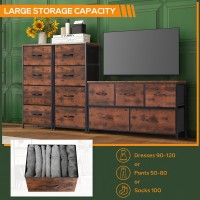 Dumos Dresser For Bedroom 4 Storage Drawers Tall Fabric Closet Chests Organizer Tower Furniture With Wooden Top Metal Frame Fo