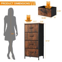 Dumos Dresser For Bedroom 4 Storage Drawers Tall Fabric Closet Chests Organizer Tower Furniture With Wooden Top Metal Frame Fo