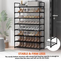 Hsscblet 8 Tiers Metal Shoe Rack Adjustable Shoe Shelf Storage Organizer With Hooks Stackable Boot Shoe Storage For Entryway H