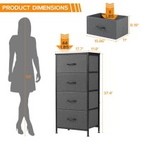 Dumos Dresser For Bedroom 4 Storage Drawers Tall Fabric Closet Chests Organizer Tower Furniture With Wooden Top Metal Frame Fo