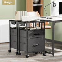 Huuger File Cabinet With Power Outlets 2 Drawer Filing Cabinet Printer Stand With Storage Rolling File Cabinet With Lockable